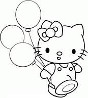 coloriage hello kitty et ses ballons